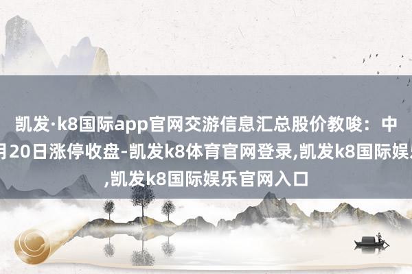 凯发·k8国际app官网交游信息汇总股价教唆：中坚科技12月20日涨停收盘-凯发k8体育官网登录,凯发k8国际娱乐官网入口